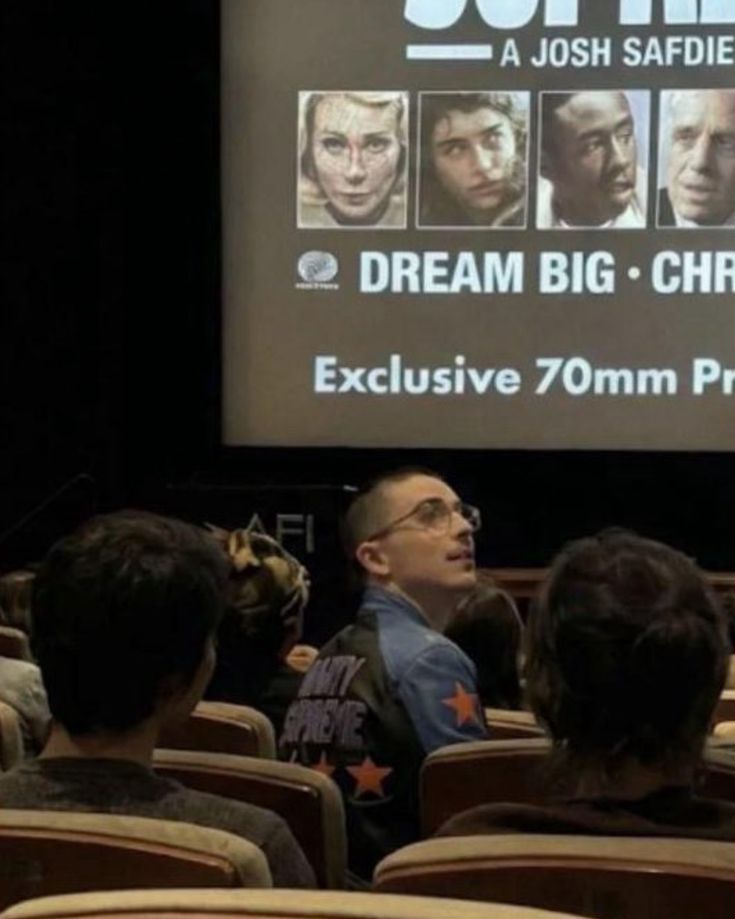 Timothee chalamet in the audience for a marty supreme screening